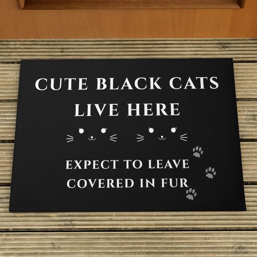 Cute Black Cats Live Welcome Doormat Deurmat