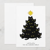 Cute Black Cats Merry-kerstkaart Feestdagenkaart (Voorkant / Achterkant)