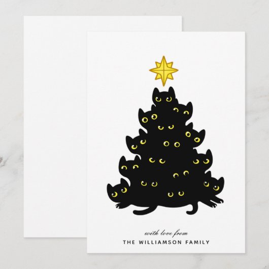 Cute Black Cats Merry-kerstkaart Feestdagenkaart (Voorkant / Achterkant)