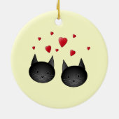 Cute Black Cats met hart, met crème. Keramisch Ornament (Achterkant)