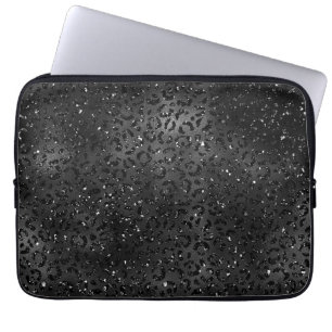 Cute Black Cheetah Leopard Skin Print Animal Laptop Sleeve