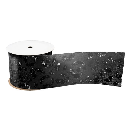 Cute Black Cheetah Leopard Skin Print Patroon Satijnen Lint (Spoel)