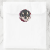 Cute Black Chihuahua Dog Face Ronde Sticker (Tas)