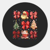 Cute Black Christmas Santa Tree Cake Xmas Women Gi Ronde Sticker (Voorkant)