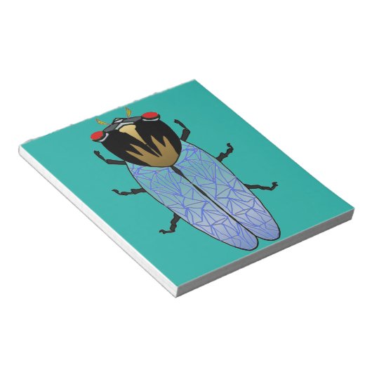 Cute Black Cicada Notitieblok (Schuin)