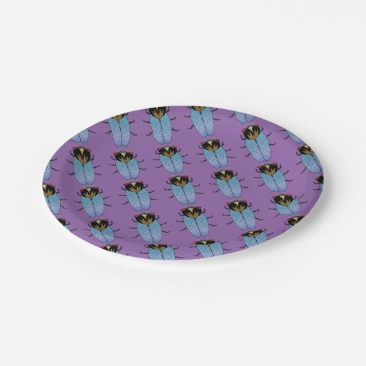 Cute Black Cicada Papieren Bordje (Gekanteld)