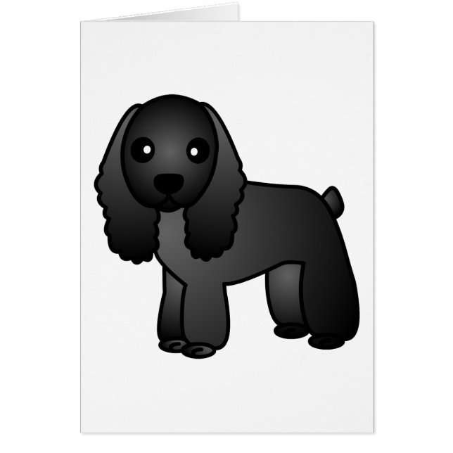 Cute Black Cocker Spaniel Cartoon (Voorkant)