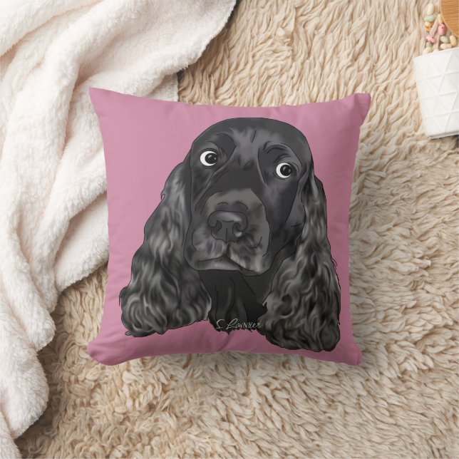 Cute Black Cocker Spaniel Dog Kussen (Deken)