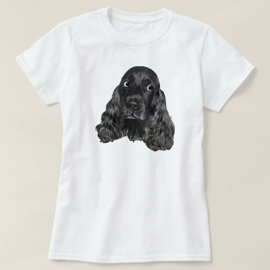 Cute Black Cocker Spaniel T-shirt (Design voorkant)