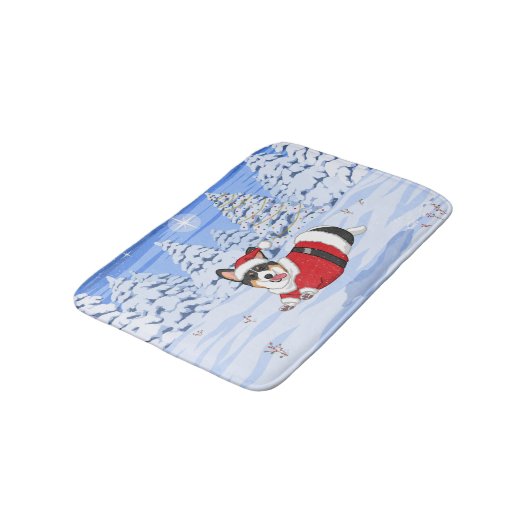 Cute Black Corgi in kerstkerstkerstkerstkerstkerst Badmat (Gekanteld)