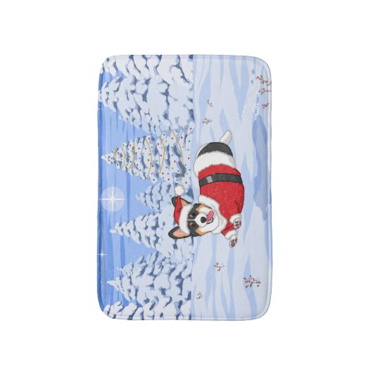 Cute Black Corgi in kerstkerstkerstkerstkerstkerst Badmat (Voorkant Verticaal)