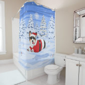 Cute Black Corgi in kerstkerstkerstkerstkerstkerst Douchegordijn (In situ)