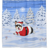 Cute Black Corgi in kerstkerstkerstkerstkerstkerst Douchegordijn (Voorkant)
