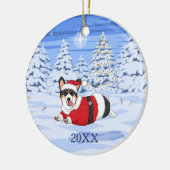 Cute Black Corgi in kerstkerstkerstkerstkerstkerst Keramisch Ornament (Links)