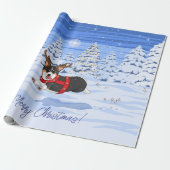 Cute Black Corgi-kerstrendieren kostuum Cadeaupapier (Uitgerold)