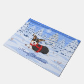Cute Black Corgi-kerstrendieren kostuum Deurmat (Schuin)