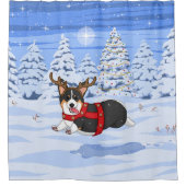 Cute Black Corgi-kerstrendieren kostuum Douchegordijn (Voorkant)