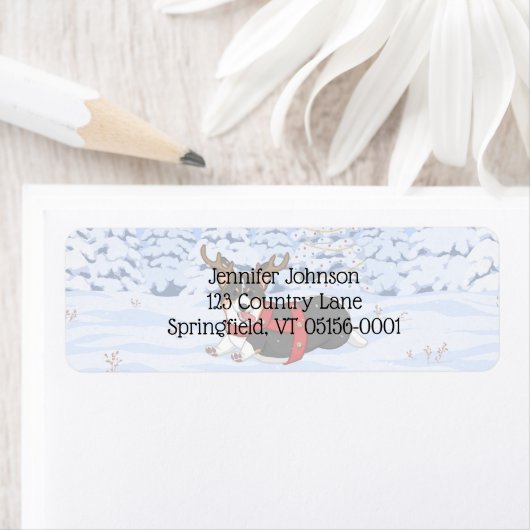 Cute Black Corgi-kerstrendieren kostuum Etiket (Insitu)