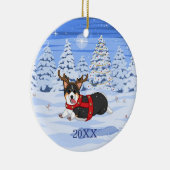 Cute Black Corgi-kerstrendieren kostuum Keramisch Ornament (Rechts)
