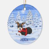 Cute Black Corgi-kerstrendieren kostuum Keramisch Ornament (Links)
