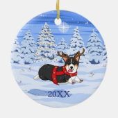 Cute Black Corgi-kerstrendieren kostuum Keramisch Ornament (Achterkant)