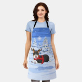 Cute Black Corgi-kerstrendieren kostuum Schort (Gedragen)