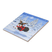 Cute Black Corgi-kerstrendieren kostuum Tegeltje (Zijkant)