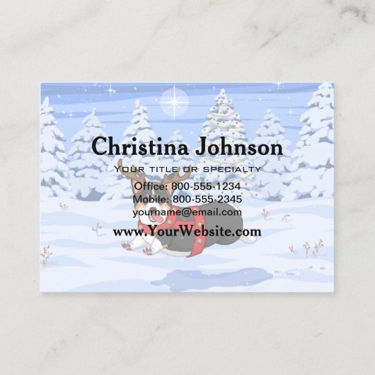 Cute Black Corgi-kerstrendieren kostuum Visitekaartje (Achterkant)