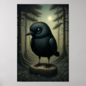 Cute Black Crow in de Bossen Poster (Voorkant)