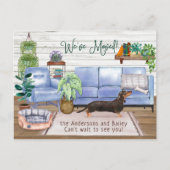 Cute Black Dachshund Cozy New Home Moving       Aankondigingskaart (Voorkant)