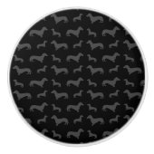 Cute black dachshund-patroon keramische knop (Voorkant)