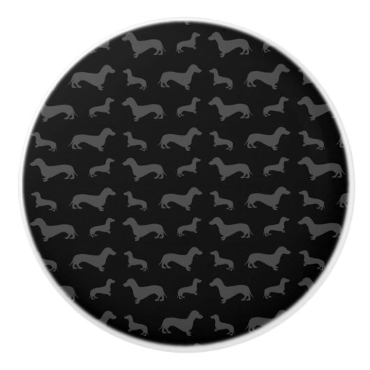 Cute black dachshund-patroon keramische knop (Voorkant)