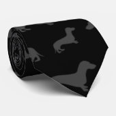 Cute black dachshund-patroon stropdas (Opgerold)