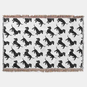 Cute Black Dachshund Pattern Deken