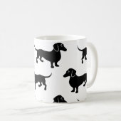 Cute Black Dachshund Pattern Koffiemok (Voorkant rechts)