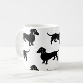 Cute Black Dachshund Pattern Koffiemok (Voorkant links)