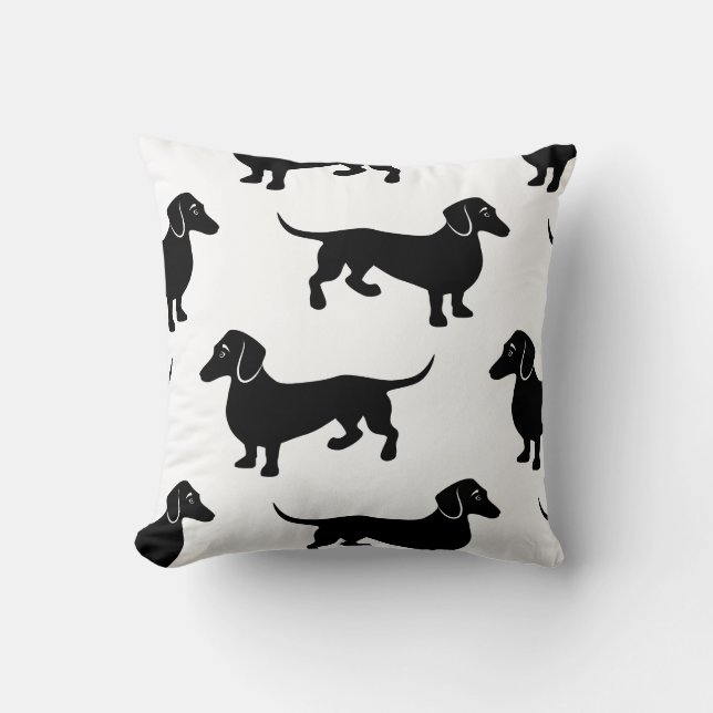 Cute Black Dachshund Pattern Kussen (Voorkant)
