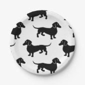 Cute Black Dachshund Pattern Papieren Bordje (Voorkant)