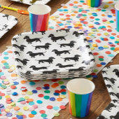 Cute Black Dachshund Pattern Papieren Bordje