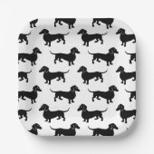 Cute Black Dachshund Pattern Papieren Bordje (Voorkant)