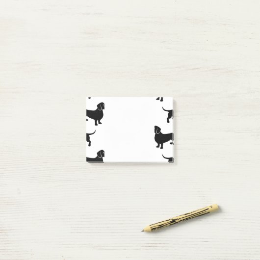 Cute Black Dachshund Pattern Post-it® Notes (Op bureau)