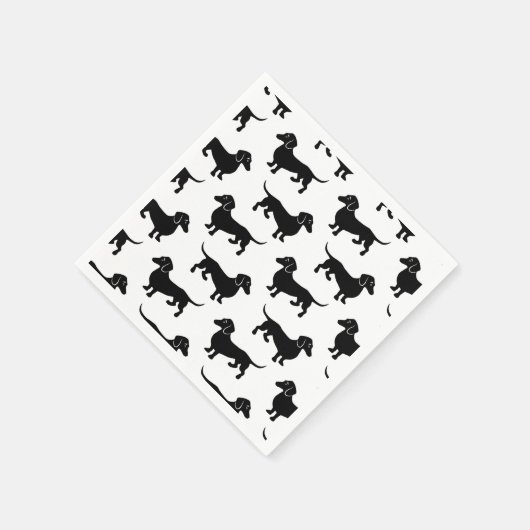 Cute Black Dachshund Pattern Servet (Hoek)