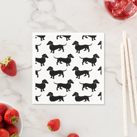 Cute Black Dachshund Pattern Servet (Insitu)