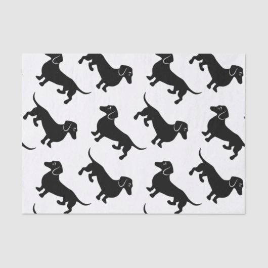 Cute Black Dachshund Pattern Tissuepapier (Voorkant)
