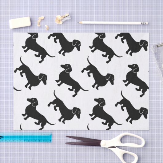 Cute Black Dachshund Pattern Tissuepapier (Craft)