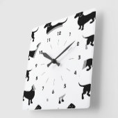 Cute Black Dachshund Pattern Vierkante Klok (Hoek)