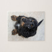 Cute black Dachshund Puppy Dog Jigzaag Puzzle Legpuzzel (Horizontaal)