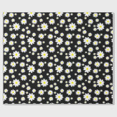 Cute Black Daisy Pattern Wrapping Paper Cadeaupapier (Vlak)