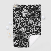 Cute Black dalmatian flower achtergrond Golfhanddoek (Insitu)