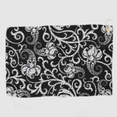 Cute Black dalmatian flower achtergrond Golfhanddoek (Horizontaal)